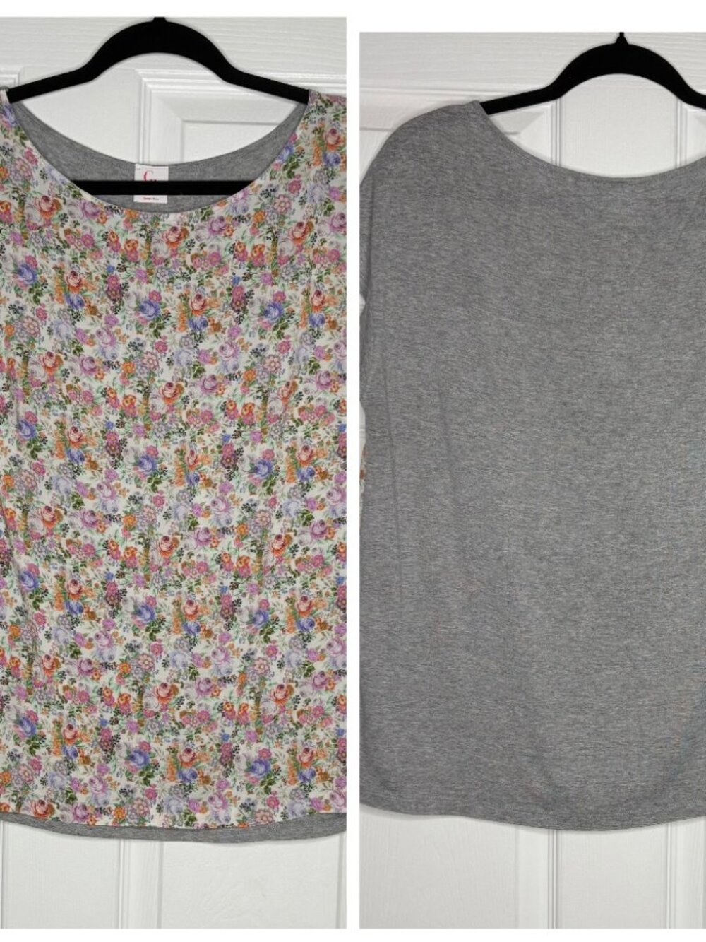 George J. Love Italian Brand Floral Mixed Media Top Size M